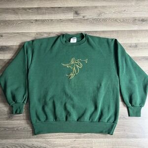 VTG Angel Trumpet Sweatshirt Mens XL Embroidered Gold Pullover‎ Made in USA